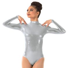 Feel like wearing a second skin with high quality Lycra pieces. High neck long sleeve shimmery leotard. Drag queens love our dancewear! Item: Leotard Materials: Lycra, spandex Closure: Back zipper IMPORTANT: Please, check the size chart before purchasing. Metallic Catsuit, Catsuit Costume, Spandex Bodysuit, Leotard Fashion, Bodysuit Costume, Dance Wear Ballet, Long Sleeve Leotard, Hip Pads, Queen Love