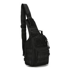 a black sling bag on a white background