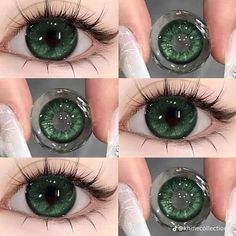 Eye Color Contacts Lenses, Beautiful Contact Lenses, Green Lens, Contact Colors, Green Eye Lens, Green Eye Contacts, Membentuk Alis, Cool Contacts, Rare Eye Colors