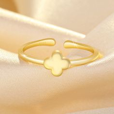 Color: Yellow Gold Size: Adjustable Opening Style: Simple Spring Gold Round Jewelry, Gold Open Ring Jewelry For Spring, Gold Open Ring Flower Ring For Spring, Gold Open Flower Ring For Spring, Gold Promise Rings For Spring, Open Rings, Cold Style, Open Ring, Yellow Gold