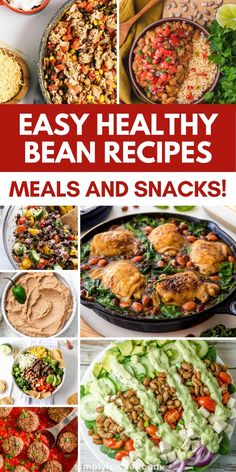 Looking for healthy and high-protein bean recipes for lunch, dinner, and snacks? These black bean and pinto bean recipes offer delicious vegetarian and vegan options! Find Mexican recipes, recipes for kids, crock pot recipes, Instant Pot recipes, and more. Try black bean burgers, bean dip, veggie burgers, bean salad, black bean hummus, refried beans, burrito bowls, black bean soup, taco soup, black bean meatballs, casserole recipes, sandwiches, beans and rice, and more. Black Bean Side Dish, Healthy Bean Recipes, Black Bean Meatballs, Meatballs Casserole, Bean Meatballs, Pinto Bean Soup, Black Bean Hummus, Recipes Sandwiches, Pinto Bean Recipes