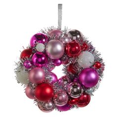 a christmas ornament with ornaments hanging from it's front loop, on a white background