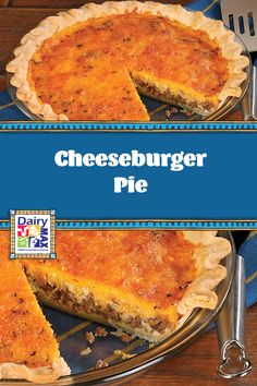 a cheeseburger pie on a plate with a fork