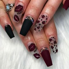 Maroon Nail Designs, Maroon Nails, Nagellack Trends, Matte Black Nails, Fall Manicure, New Nail Designs, Cute Nail Art Designs, Nail Designs Valentines, Black Nail