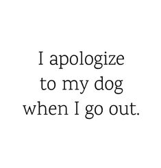 the words i apoloize to my dog when i go out are black and white