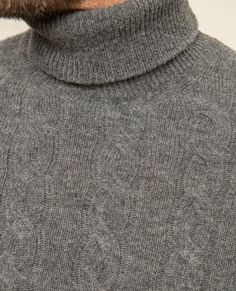 Our anthracite cable turtleneck is crafted in Italy from a soft blend of wool and cashmere. What trousers would you match this style with? #piniparma #wintercollection #hiver #menswear #menslooks #winterlooks #italianstyle #madeinitaly #elegance #eleganza #anthracite #cableknit #turtleneck Cotton Trousers, Winter Looks, Merino Wool, Cashmere, In Italy