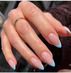 Almond Nails French, Blue Nail Art Designs, Short Almond Nails, May Nails, Short Almond, Almond Shape Nails, Blue Nail Designs