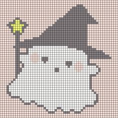 a cross stitch pattern with an owl wearing a hat