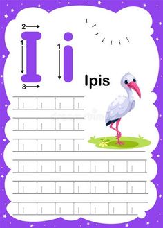 the letter i is for ibis with an image of a bird on it royalty illustration