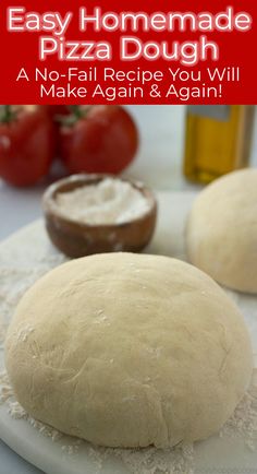 two homemade pizza doughs sitting on top of a cutting board