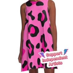 Loose-fit, mid-length sleeveless dress with silky handfeel. Printed on both sides. Machine washable. Size range XS-2XL. hot pink leopard print ,pink leopard pattern,pink animal print,pink leopard, leopard pattern, leopard print, animal print, cheetah, leopard, ocelot Pink Sleeveless Mini Sundress, Pink Sleeveless Sundress Mini Length, Pink Casual Sleeveless Dress For Party, Pink Casual Sleeveless Party Dress, Pink Sleeveless Casual Party Dress, Casual Pink A-line Sleeveless Dress, Summer Pink A-line Midi Dress, Pink A-line Sleeveless Dress For Beach, Summer Pink A-line Mini Dress