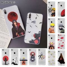 various phone cases with anime characters on them and an open book in the background,