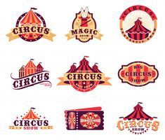 circus badges and emblems set