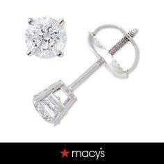 in stock Macy's White Gold Diamond Cut Earrings, Fine Jewellery Earrings, Diamond Earrings Studs, Diamond Studs, Or Rose, Jewelry Watches, Fine Jewelry, Rose Gold, White Gold