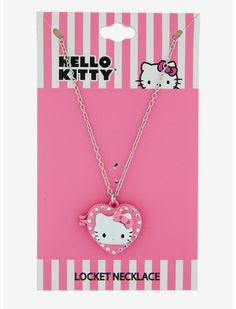 Hello Kitty Heart Locket Necklace | Hot Topic Hello Kitty Heart, Hello Kitty Necklace, Kawaii Necklace, Hello Kitty Jewelry, Bling Design, Heart Locket Necklace, Christmas Inspo, Birthday Wishlist, Heart Locket