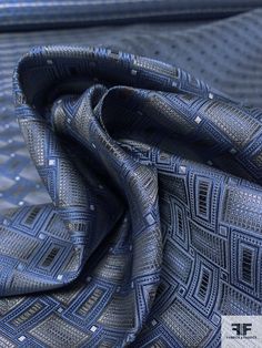 SKU: 16095 Content: 100% Silk Color: Blue / Grey / Black Width: 40 inches Elegant Blue Fabric For Formal Occasions, Elegant Blue Formal Fabric, Fitted Elegant Business Fabric, Blue Silk Tie For Black Tie Events, Silk Necktie, Fabric Gifts, Necktie, Fabric By The Yard, Lattice