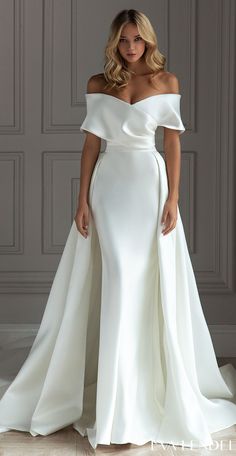 a woman in a white dress with the words, 24 excellent and elegant silk wedding dresses