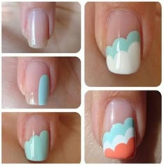 Tri Color Cliffs Nail Art Tutorial Women Things, Basic Nail, Different Nail Designs, Nail Art For Beginners, Nail Art At Home, Easy Nails, Basic Nails, Simple Nail Art Designs, Blue Nail