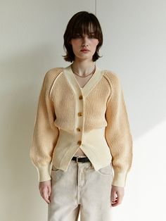 Editor's NotesThis is a two-turn ribbed button knit cardigan. It is a good product to wear in the spring season with a solid and bodied texture made of cotton blend yarn. It is a product that is good for styling various products with a loose fit. The bottom and the hem of the sleeves are finished with corrugated paper.- Yellow knit cardigan- Navy knit cardigan- Two-turn ribbed button knit cardigan- Great for the spring season- High-quality cotton blend yarnMeasurements (inch)S, M- Sleeve (from center): 31.50 in., 31.89 in.- Chest: 17.32 in., 18.11 in.- Hem: 12.20 in., 12.99 in.- Sleeve Opening: 3.94 in., 4.13 in.- Total length: 22.83 in., 23.23 in.Model size:Height: 5' 7 / Bust: 32in. / Waist: 24in. / Hip: 33in.Height: 5' 8 / Bust: 32.5in. / Waist: 23in. / Hip: 34.5in.Composition &amp Spring Knitwear, Knitwear Inspiration, Pointelle Cardigan, Sports Wear Women, Spring Knits, Corrugated Paper, Knit Outerwear, Rib Knit Cardigan, Knitting Women Cardigan