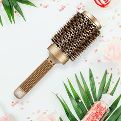 ROUND BARREL HAIR BRUSH WITH BOAR BRISTLE: Human scalp naturally produces oil called sebum which acts as a protector for hair. The boar bristles help to spread this sebum around to lubricate each of your hair strands which reduces frizz. For Smooth Finishing and Quick Drying. Enhances Shine with Natural Boar Bristles. Large round shape creates volume and curl shine with natural boar bristles. Highly heat resistant. NANO IONIC TECHNOLOGY: Nano ionic technology in the barrel and bristles helps red Best Round Brush, Round Hair Brush, Medium Long Hair, Round Brush, Straightening Brush, Coarse Hair, Brittle Hair, Loose Curls, Shiny Hair