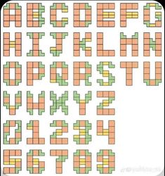 an image of some type of pixel style pattern on a white background with orange and green squares