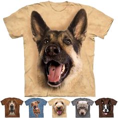 an image of a dog's face on a t - shirt with his tongue out