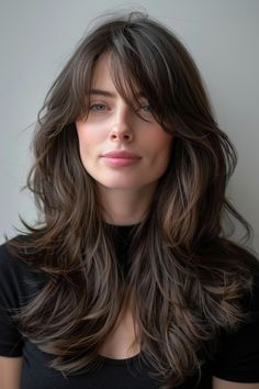 Layered long locks with bangs frame the face beautifully! Here are 49 ideas featuring the most  flattering long hairstyles with layers and fringe for 2024. 👆 Click for more ideas！ V Cut With Curtain Bangs, Locks With Bangs, Long Hair With Bangs And Layers, Long Hairstyles With Layers, Hair For School, Hairstyle Easy, Haircuts For Long Hair With Layers, Hair Inspiration Long