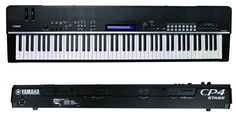 the yamaha stage piano is shown with its electronic keyboard in front of it, and another side view