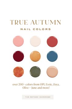 Autumn Nail Color Palette, True Autumn Nail Color Palette, Hoc Autumn Nails, Autumn Palette Nails, Autumn Color Palette Nail Polish, Soft Autumn Nails Color Palettes, Warm Autumn Nail Polish, True Autumn Nail Color, Warm Autumn Nail Color