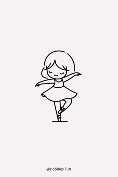 Easy Girl Drawing Cute, Girl Dancing Ballet Dancing Easy Drawing, Dancing Drawings Easy, Dance Doodles Simple, Dance Drawings Easy, Dancing Shoes Drawing, Ballerina Doodle, Dance Doodle, Dancing Doodle, Cute Girl Drawing Easy