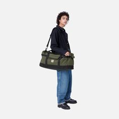 Color: Office Green - The Jack Duffle Bag is constructed from water-repellent, recycled polyester canvas. The style features a main compartment with a two-way zip closure and adjustable webbing straps. Further functional details include a front pocket with flap and interior pocket with a zip closure. The bag is unlined with binding at all inside seams, and is finished with a classic woven Square Label on the front pocket. 100% Recycled Polyester Canvas, 11.25 oz, 53.5 x 24 x 26 cm / 21 x 9.4 x 10.2 inch, 32 liter, water repellent fabric, unlined, binding at all inside seams, main compartment with two-way zip closure, front flap pocket with velcro closure, handle straps at each side adjustable and removable padded shoulder strap, interior pocket with zip closure, interior mesh pocket under Office Green, Black Office, A Perfect Circle, Clothing Retail, Online Mens Clothing, Water Repellent Fabric, Carhartt Wip, Kids Sleepwear, Ciabatta