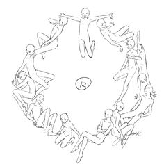 a drawing of people in the shape of a circle