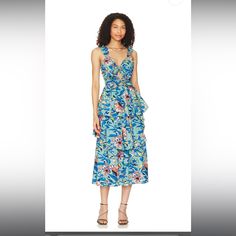 New Cleobella Imara Midi Dress In Calypso. Size Medium Blue Sleeveless Tropical Print Dress, Blue Tropical Print Sleeveless Dress, Blue Tropical Print Midi Dress, Blue Green, Color Blue, Midi Dress, Size Medium, Green, Women Shopping