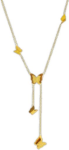 Dainty Adjustable Gold Butterfly Necklace, Yellow Jewelry With Butterfly Charm For Gift, Gold Butterfly Necklace With Delicate Adjustable Chain, Adjustable Gold Charm Necklace With Butterfly Charm, Yellow Pendant Necklace With Charms, Gold Pendant Necklace With Butterfly Charm, Hypoallergenic Gold Pendant Necklace, Yellow Dangle Necklaces As Gifts, Gift Lariat Necklaces With Charms