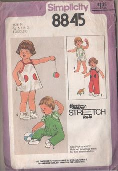 a child's dress and pants sewing pattern from the 1960s