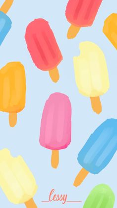 colorful ice cream pops on a blue background