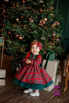 If you are looking for an original gift for a little girl for Christmas, you have found it  This is a gorgeous baby dress for the first Christmas. This baby Christmas party dress is a perfect addition to a Christmas wardrobe and to wear on the big day or to any Christmas parties or to see Santa! Ideal for a Christmas photoshoot too If your measurements don't fit to our standards we may sew a dress individually. You should give the measurements before ordering to ensure the correct size: 1) height of a child. 2) bust(chest) of a child. 3) length of sleeve. 4) length of dress (above the knee, below the knee, to the floor). Do not hesitate to contact us if you have any question. Christmas Baby Girl Outfits, Dress Christmas Outfit, Sew A Dress, Baby 1st Christmas, Kids Christmas Dress, Frocks For Babies, Christmas Wardrobe, Toddler Christmas Outfit, Toddler Christmas Dress