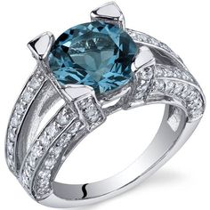 London Blue Topaz Ring Sterling Silver Round 3.25 cts SR9830 Side Casablanca Lily, Blue Topaz Ring Sterling Silver, Titanic Jewelry, Swiss Blue Topaz Ring, Wedding Products, Beautiful Gemstones, Silver Engagement Ring, Pink Sapphire Ring, London Blue Topaz Ring