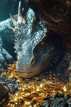 Ancient dragon hoarding gold, dim cave, closeup, treasure gleam, highdefinition render , hyper realistic stock images Dragon Hoarding, Dragon Treasure, Dragon Lair, Dragon Hoard, Dragon Cave, Realistic Dragon, Ancient Dragon, Dragon's Lair, Christmas Box