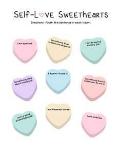 Self-love Sweethearts Valentine's Day Therapy Worksheet - Etsy Self Love School Activities, Self Love Worksheet For Kids, Valentines Occupational Therapy Activities, Self Love Games For Women, Self Love Activity Ideas, Empowerment Activities For Women, Valentines Day Therapy Activities, Self Love Valentines Day Activities, Self Love Template