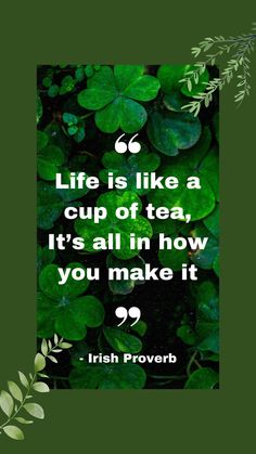 Irish Proverbs, Irish Quotes, George Bernard Shaw, Bernard Shaw, A Cup Of Tea, Cup Of Tea, Life Is, Make It, Plant Leaves