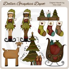 the digital clipart set includes christmas stocking, stockings and reindeers