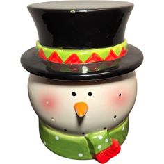 Snowman With Top Hat Cookie Jar Candy Canister tii Collections Xmas Decor Hat Cookies, Xmas Decor, Cute Snowman, Cookie Jar, Xmas Decorations, Top Hat, Canisters