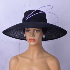 Hello!Welcome to our shop of  365daysCreations product information: Season:All Season Gender:Female Material:sinamay,100% straw Head size:57cm(22.44 inches),also can be adjustable Brim width:about 6''(15.2cm),the whole hat size is 48x46cm Trimming:feathers/sinamay/ostrich spine Sweatband:satin with satin ribbon to adjust the size Color:black,purple Black Sinamay Fascinator For Wedding, Wide Brim Sinamay Boater Hat For Evening, Black Sinamay Fascinator For Kentucky Derby, Sinamay Boater Hat For Church And Royal Ascot, Evening Wide Brim Sinamay Fascinator, Fitted Sinamay Costume Hat For Church, Fitted Black Sinamay Hat, Black Fitted Sinamay Hat, Wide Brim Sinamay Fascinator For Royal Ascot