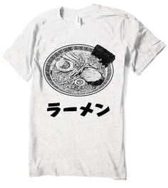 Ramen T-shirt Japanese katakana kanji Food - Men - Women sizes -  Hand Screenprinted Gray Short Sleeve Shirt With Graphic Print, White Tri-blend Shirt With Screen Print, Tri-blend Graphic Tee With Custom Print, Gray Graphic Tee With Screen Print, Gray Relaxed Fit Shirt With Screen Print, Short Sleeve Shirt With Sublimation Print, White Graphic Print Tee, White Print Short Sleeve Shirt With Screen Print, Gray Graphic Tee With Custom Print