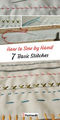 how to sew by hand with 7 basic stitches on the front and back side