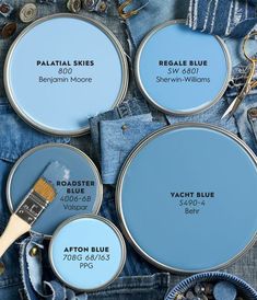 some blue paint colors are being used on jeans