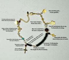 This bracelet follows the story of life of Christ with symbols and gemstones. Life Of Christ, Jewelry Styles, Bracelet Diy, Styles Inspiration, Diy Bracelets, The Story, Cross Stitch, Jewelry Design, Fashion Jewelry