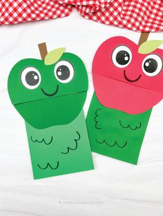 Apple Paper Bag, Popsicle Stick Pumpkin, Apple Craft For Kids, Apple Paper, Apple Template, Pumpkin Craft