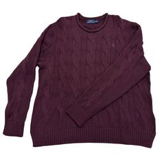 Polo Ralph Lauren Cable Sweater Size: Xl 100% Cotton Deep Plum/Purple Very Soft And Heavy Sweater. *Only Worn Once. Looks Brand New. Heavy Sweaters, Polo Ralph Lauren Sweater, Deep Plum, Ralph Lauren Sweaters, Cable Sweater, Ralph Lauren Outfits, Plum Purple, Ralph Lauren Sweater, Color Purple